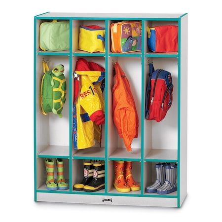 Jonti-Craft Rainbow Accents 4 Section Coat Locker, Teal 0268JCWW005